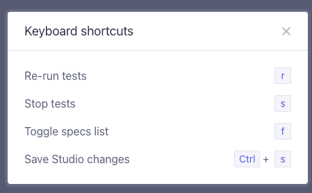 Cypress keyboard shortcuts tooltip in the app