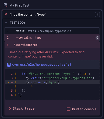 Test failing to not find content 'hype'