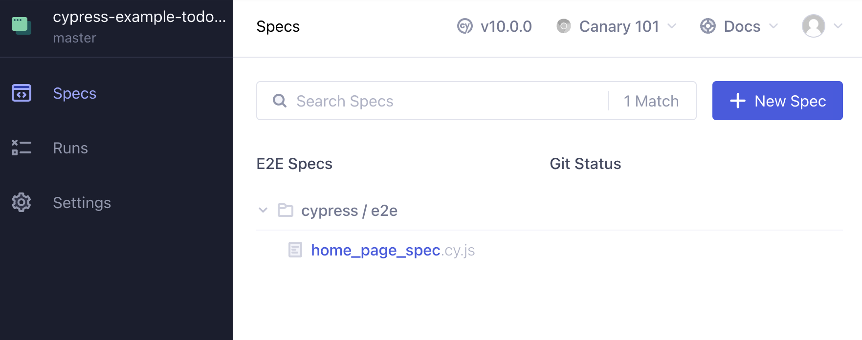 List of files including home_page.cy.js