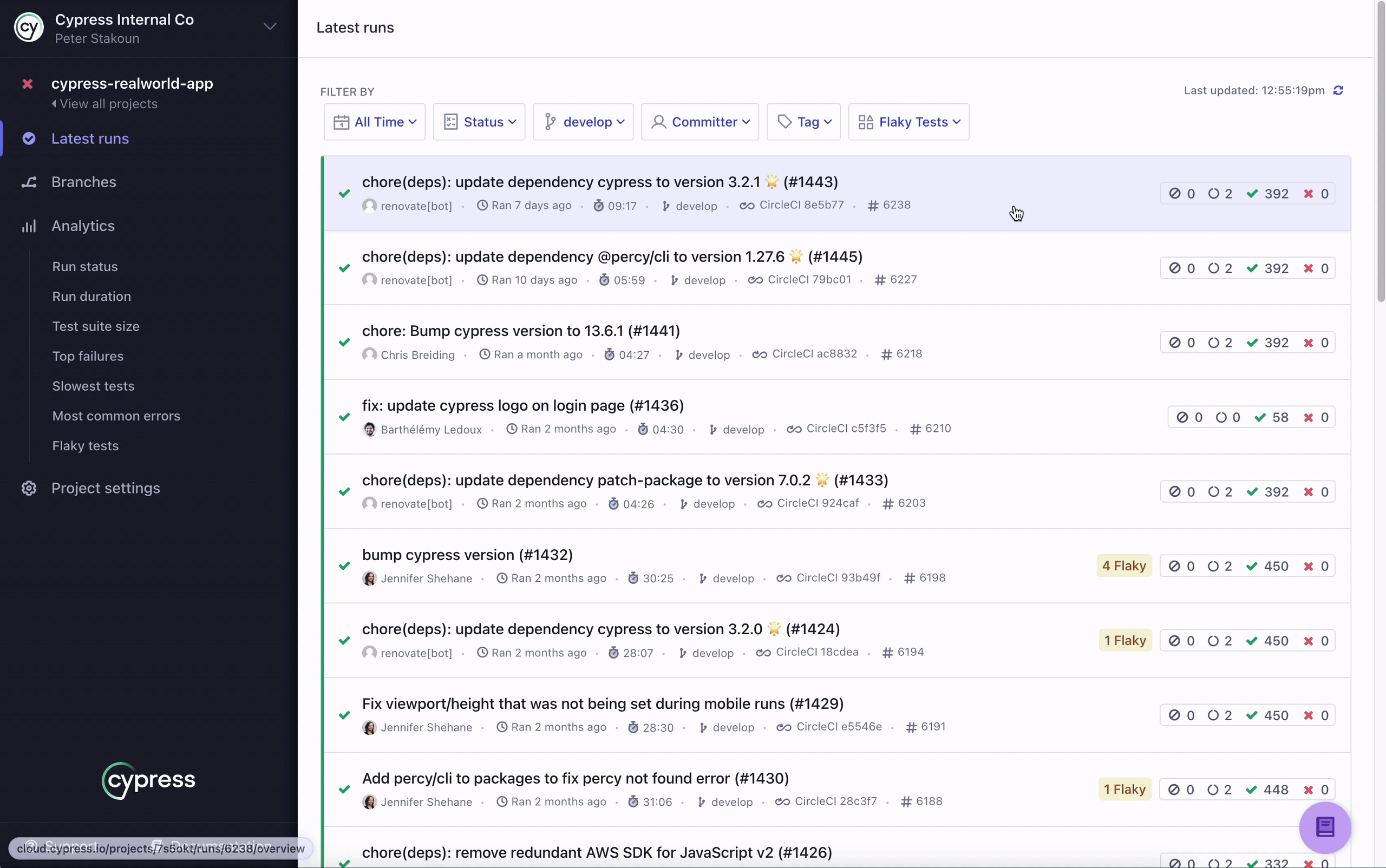 UI Coverage demo showing a mouse hovering and interacting with the UI of the Cloud product